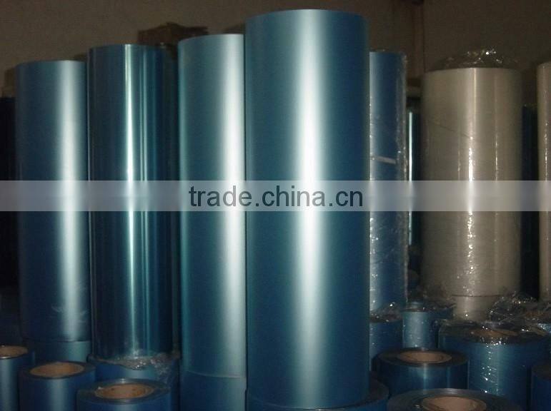 12 micron blue Pet Film for Laminated glass/ PET heat sealing film for packing/Transparent PET Self Adhesive FILM