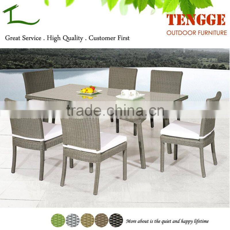 TG-8017 Grey round rattan outdoor furniture wicker dining set for house