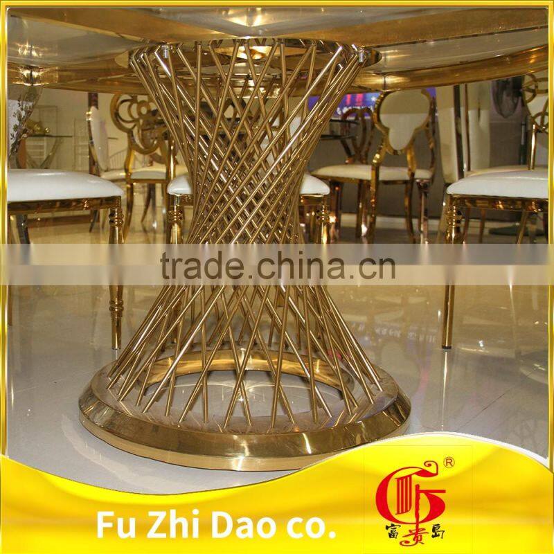 stainless steel glass top metal frame table with wedding