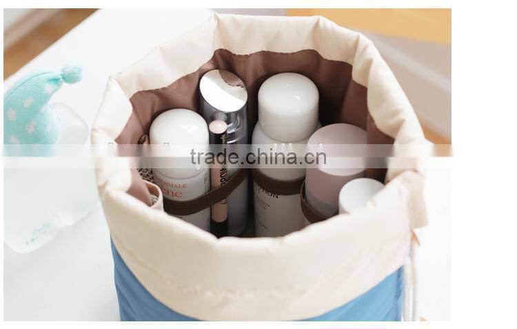 New han edition cylinder large volume waterproof draw string washing digital multifunctional travel to receive cosmetic bag