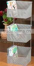New Design Fashion Decorative Metal Wire Mesh 3 Tier Silver CD Shelf