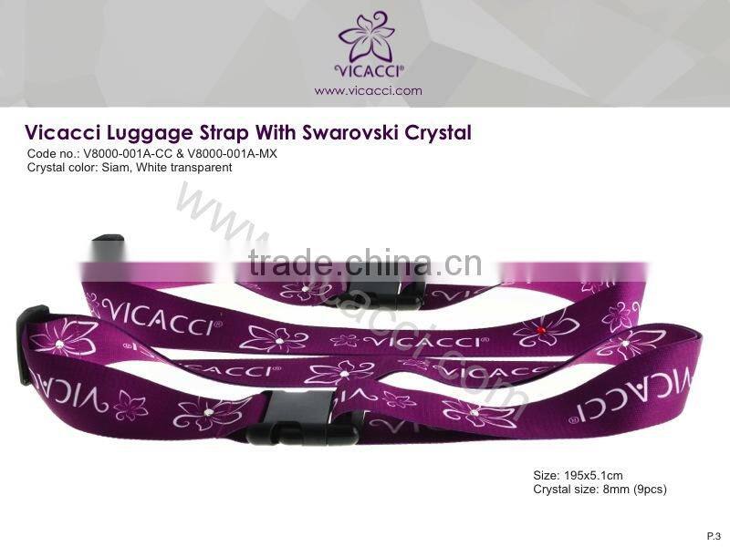 High Quality Promotion luggage strap with crystals from swarovski