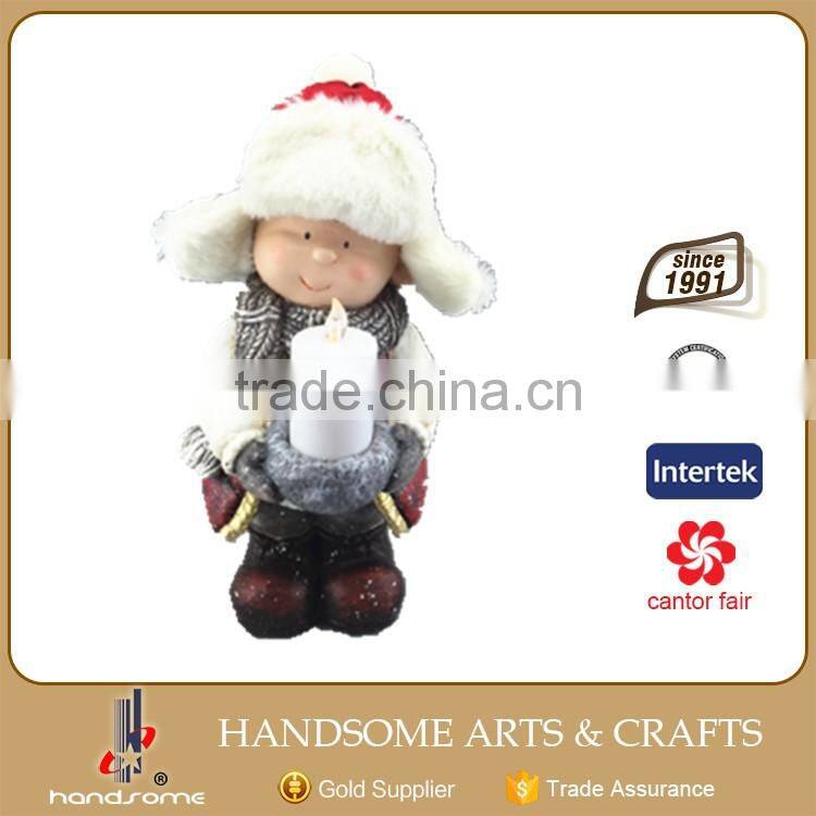 17 Inch Resin Boy And Girl Christmas Decorating Craft Statue