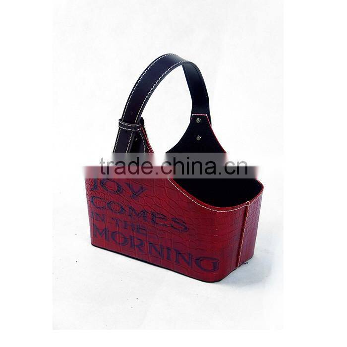 Desktop Faux Leather Magazine Holder With Buckle Handle For Home/Office/Hotel