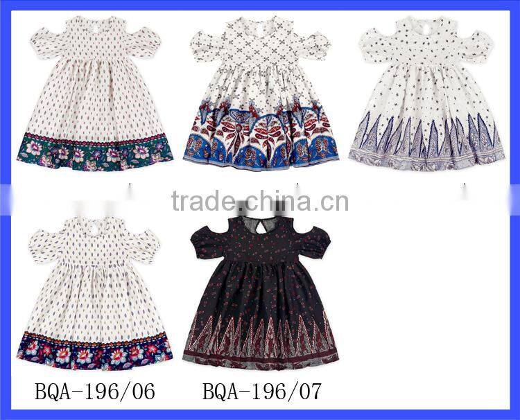 Black Vintage Style Print Girl Dress Wholesale Smocked Dresses