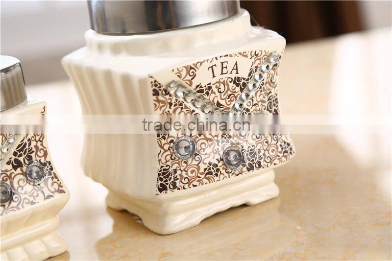 Fashion design ceramic canister set