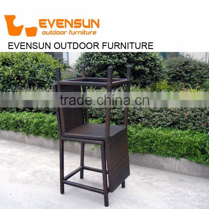 evensun rattan Outdoor Patio Plastic Resin Rattan Weaving Wicker High Back Bar Chairs