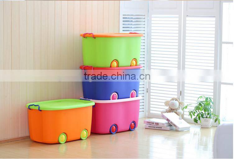 Heavy duty Plastic toy storage box with wheel ,PP High quality storage box with lid