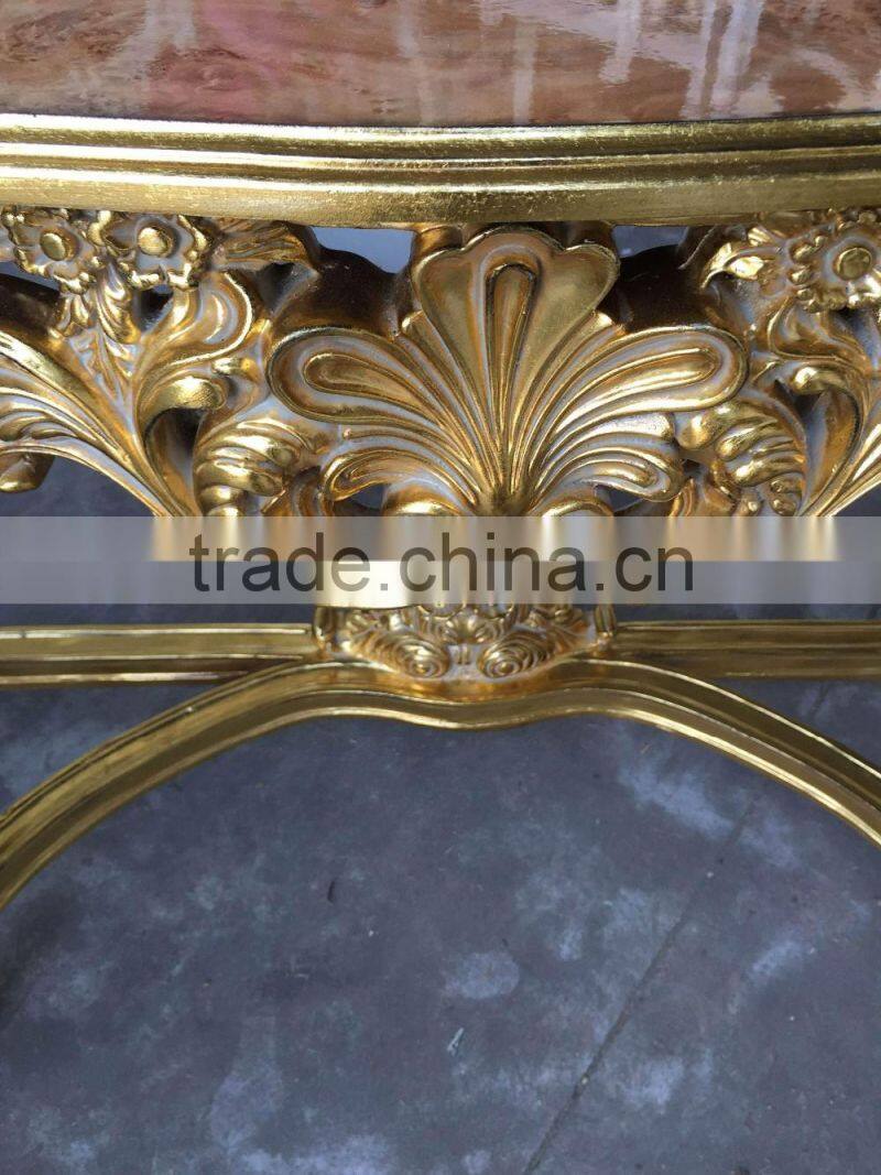 Gold leaf with natural marble top antique reproduction console table for sales