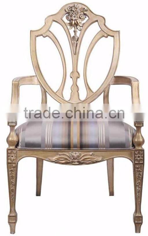 Antique Regency English Victorian Style Solid Wood Carved Armchair with Floral Painted and Rattan Chair Back BF12-05314c