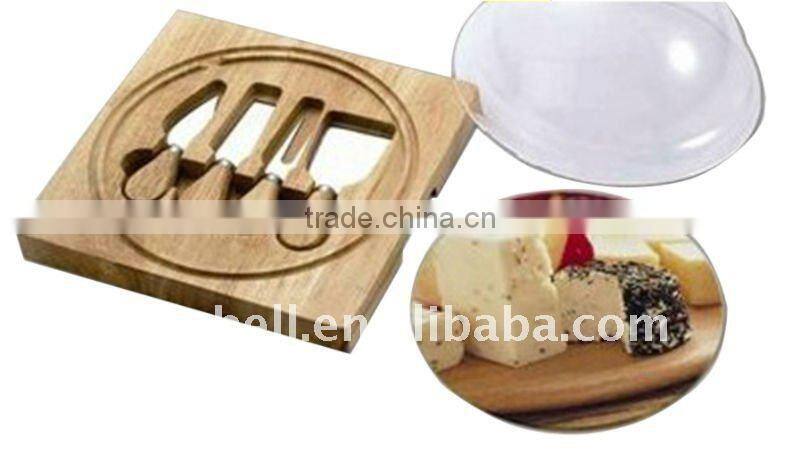 4pcs wood and stainless steel cheese knife