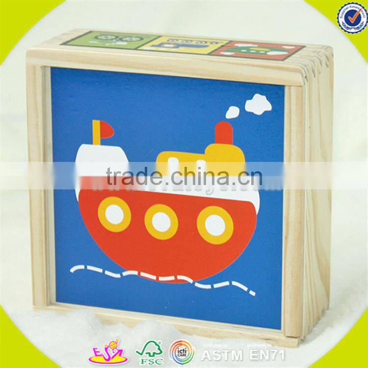Wholesale kids wooden blocks cube puzzle toy cheap fruits shape wooden blocks puzzle toy W14F019