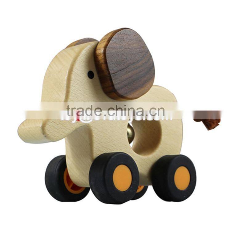 Best design cartoon elephant wooden baby toy car W04A040