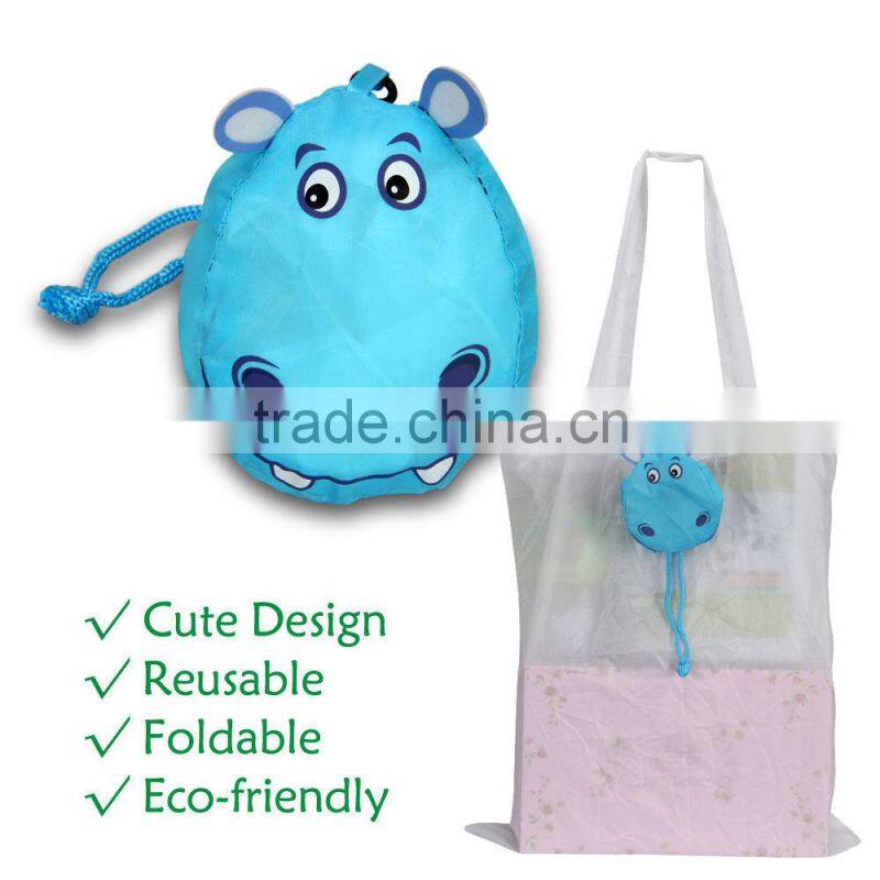 Hippo Animal Folded Shopping Bag