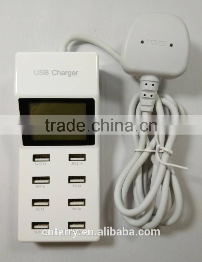 USB Power Adapter with eight USB power ports for mobil phone and tablets