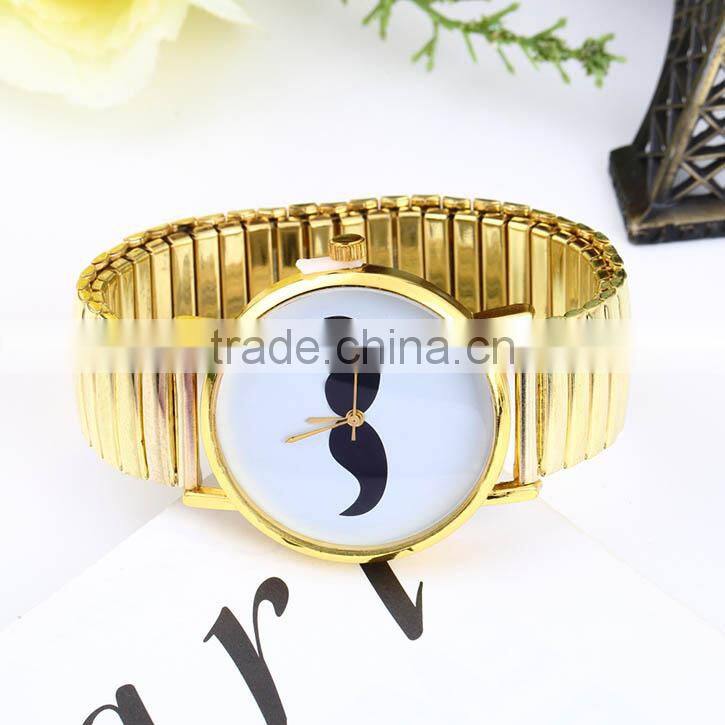 New Mustache Pattern Quartz Winner Watch With Metal Band