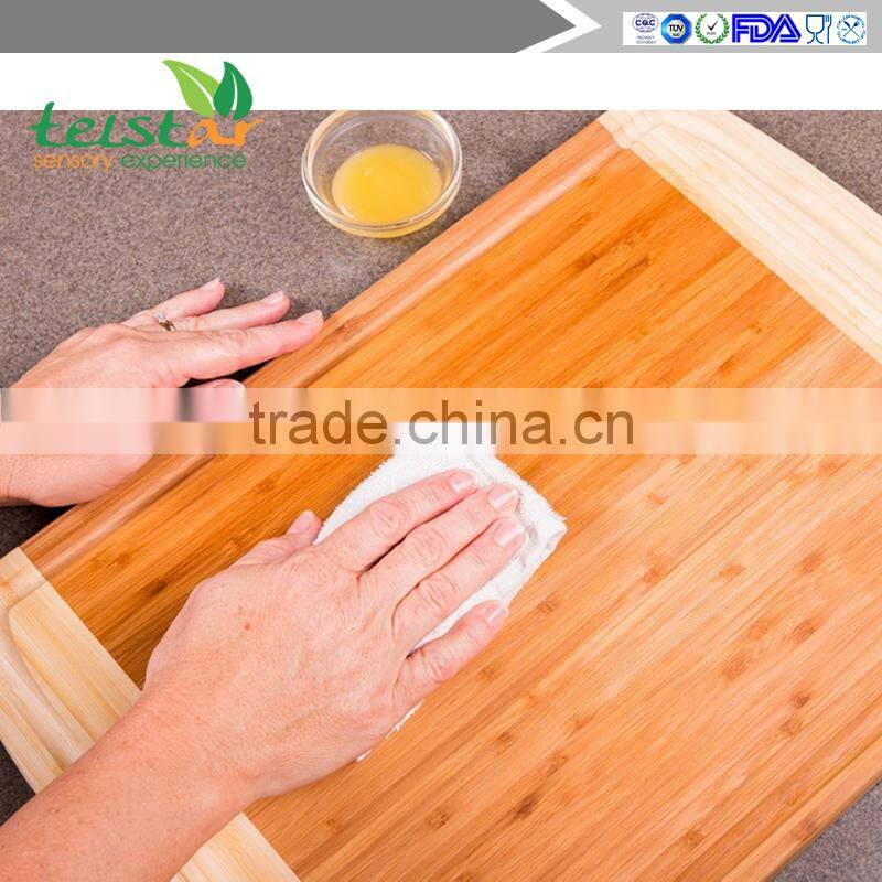 Beautiful Large 100% Organic Bamboo Cutting Board: Wood 18x12 w / Juice Groove. Knife & Eco-friendly!