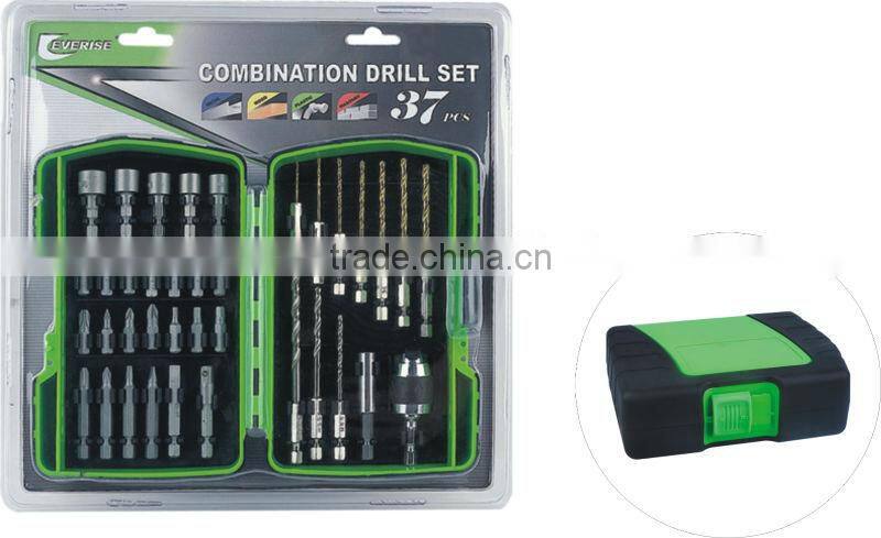 37 piece hex shank drill bit set in plastic case