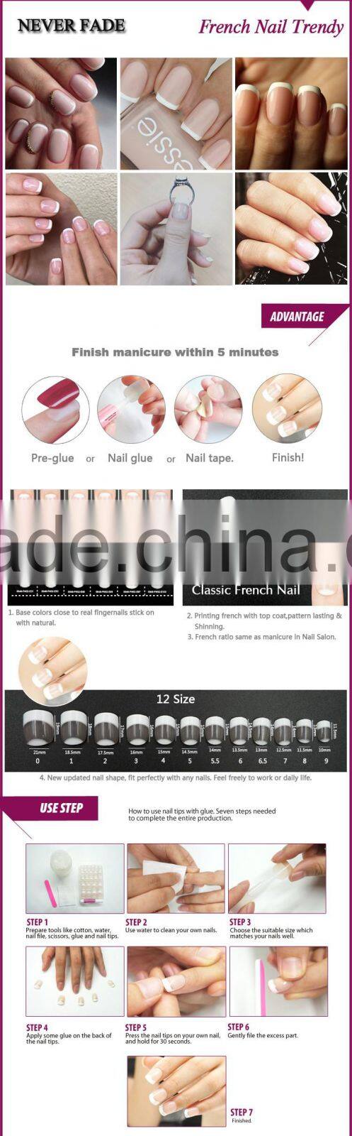 Artificial nails tips wholesale french free false nails