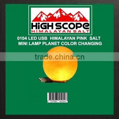 HIMALAYAN PINK SALT USB POWERED LED MINI LAMP PLANET SHAPE