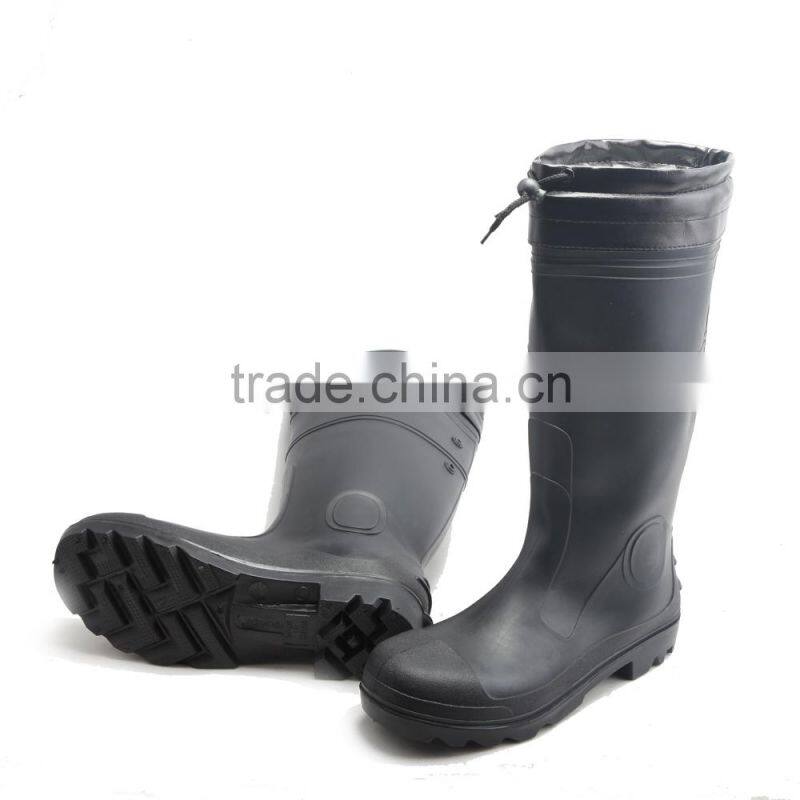 warm safety rain boots with removable fur lining sock