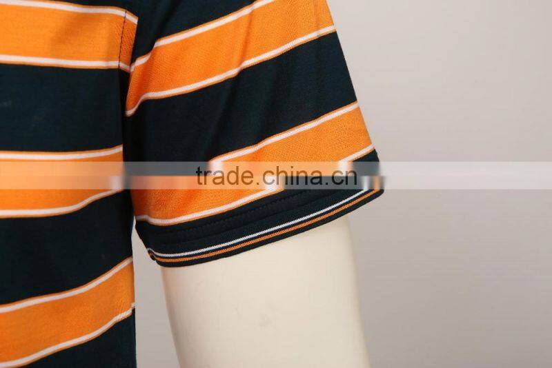 Men's 100%cotton stripe softtextile t shirt polo