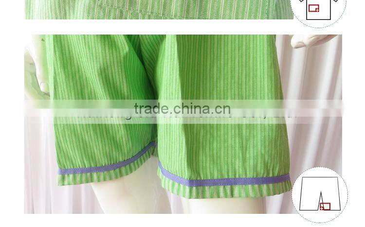 Orange/Green Solid Stripe Unisex Pajama Sets V-Neck Short Sleeve Sleepwear Summer/Autumn Couple Spa Shirt+Pants Pajama Sets