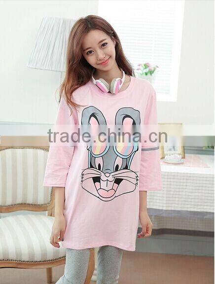 2017 cotton pajamas summer trousers of 7 minutes of sleeve wear suits