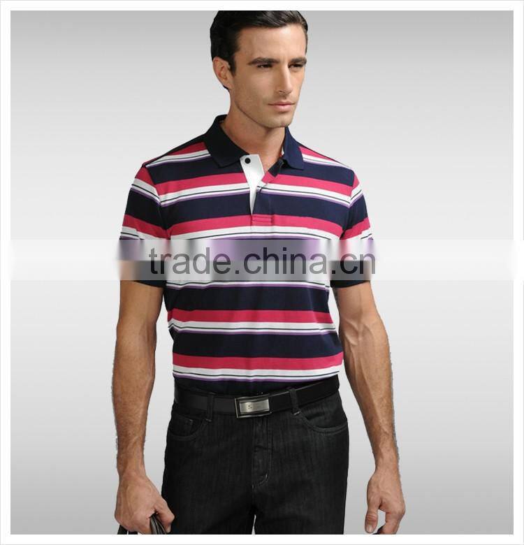Wholesale cotton stripes design shirts men polo t-shirt