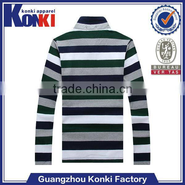 custom formal cotton lycra striped mens long sleeve polo shirts