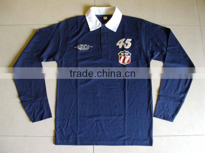 2015 FASHION MENS YARN DYED STRIP RUGBY POLO T-SHIRT