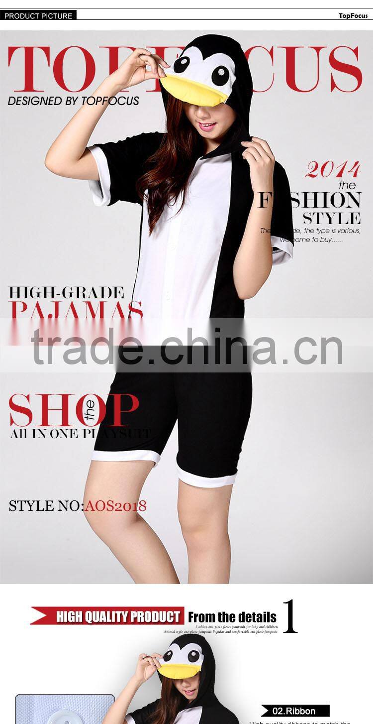 Wholesale penguin pattern lady's cotton home wear cartoon animal Girls Summer Onesie