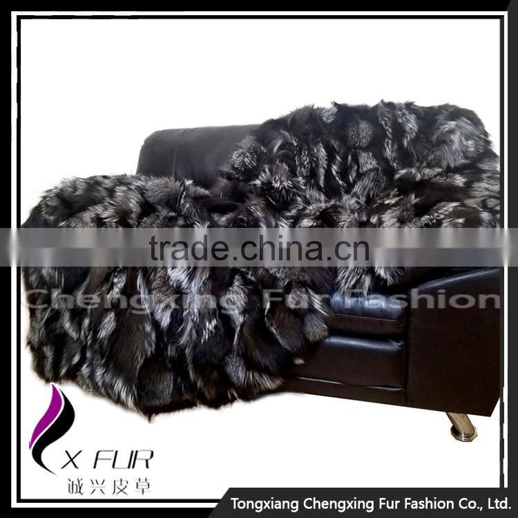 CX-D-82 Luxury Silver Fox Fur Carpet for Home Decoration