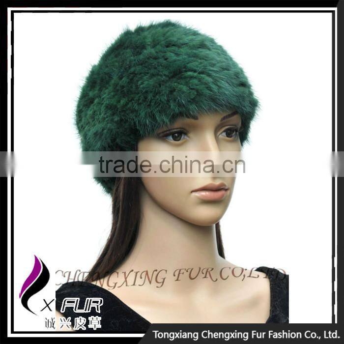 CX-E-10G Knitted Women Head Scarf Mink Fur Stretch Elastic Headband
