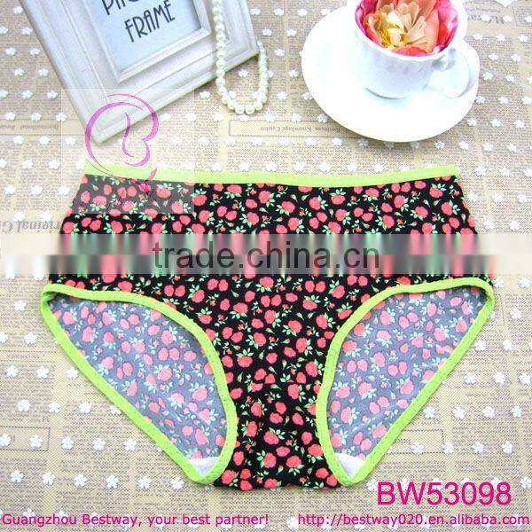2014 colorful women panties for wholesale high waist cut full back brief panties for women elastic big size under panties