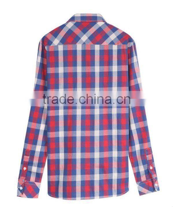 2015 men's new design cotton plaid shirt