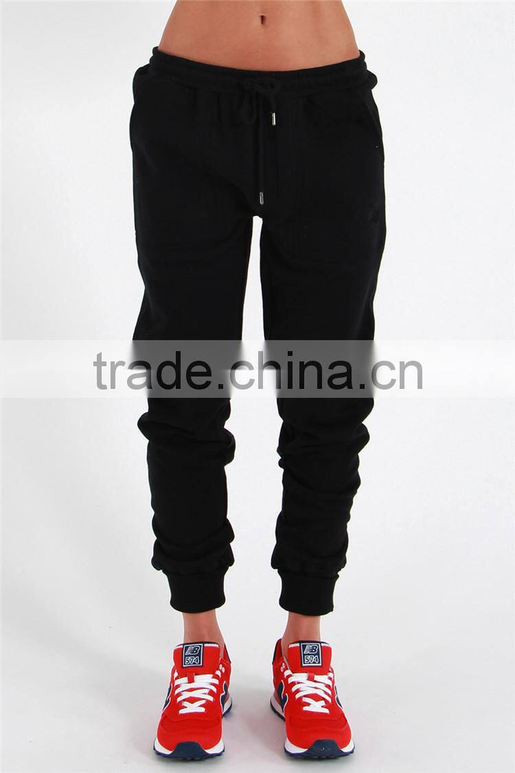 China suppliers black plain sweat pants ladies jogger trousers for women