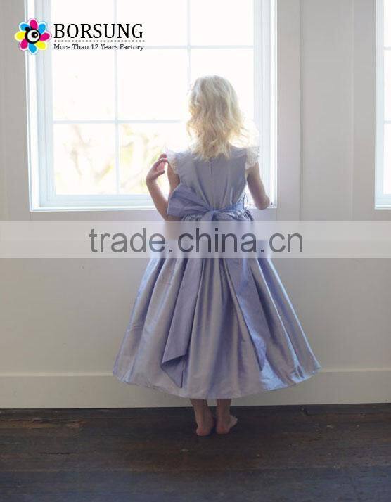 Summer one piece girls party dresses baby girl lace trim purple Princess flower dresses children frocks designs