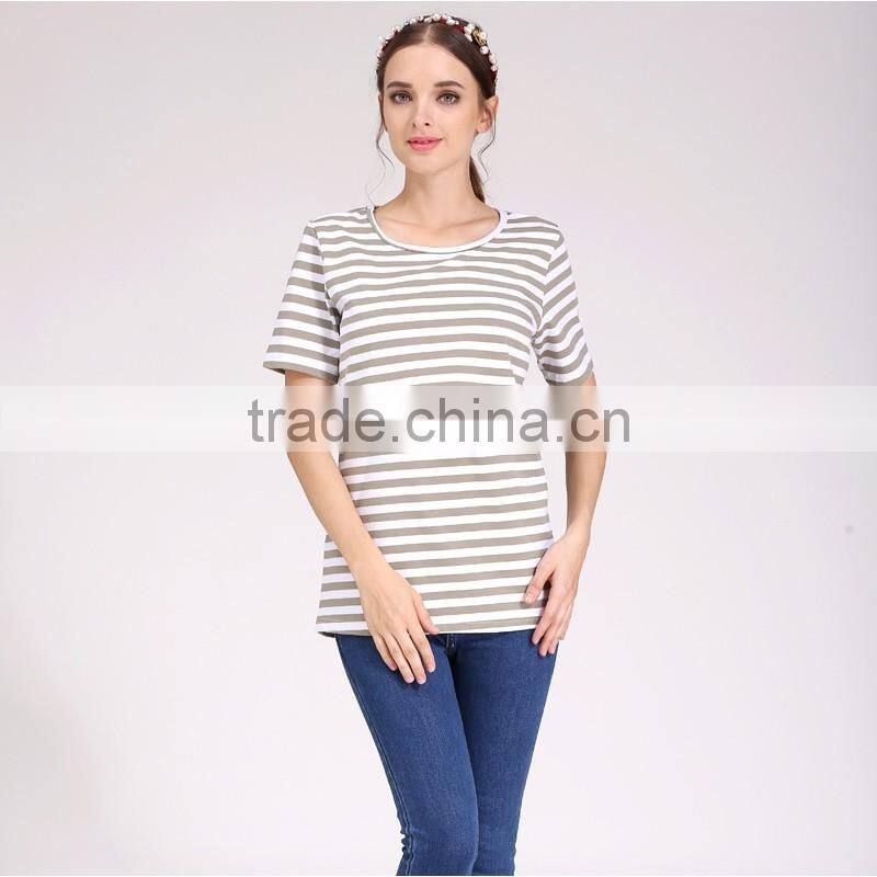 Wild Short Sleeve Nursing Clothes Small Fresh Breastfeeding Clothing Cotton Maternity Mother Outdoor Tops