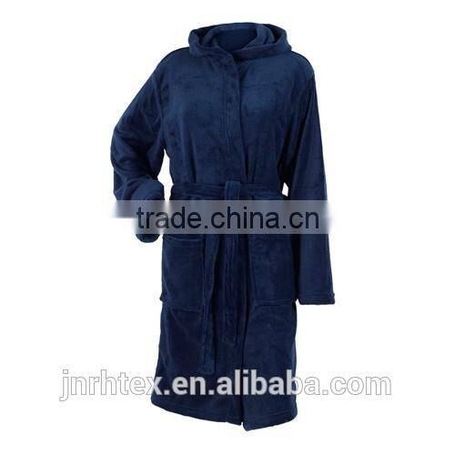 100% cotton terry hooded bathrobe for women
