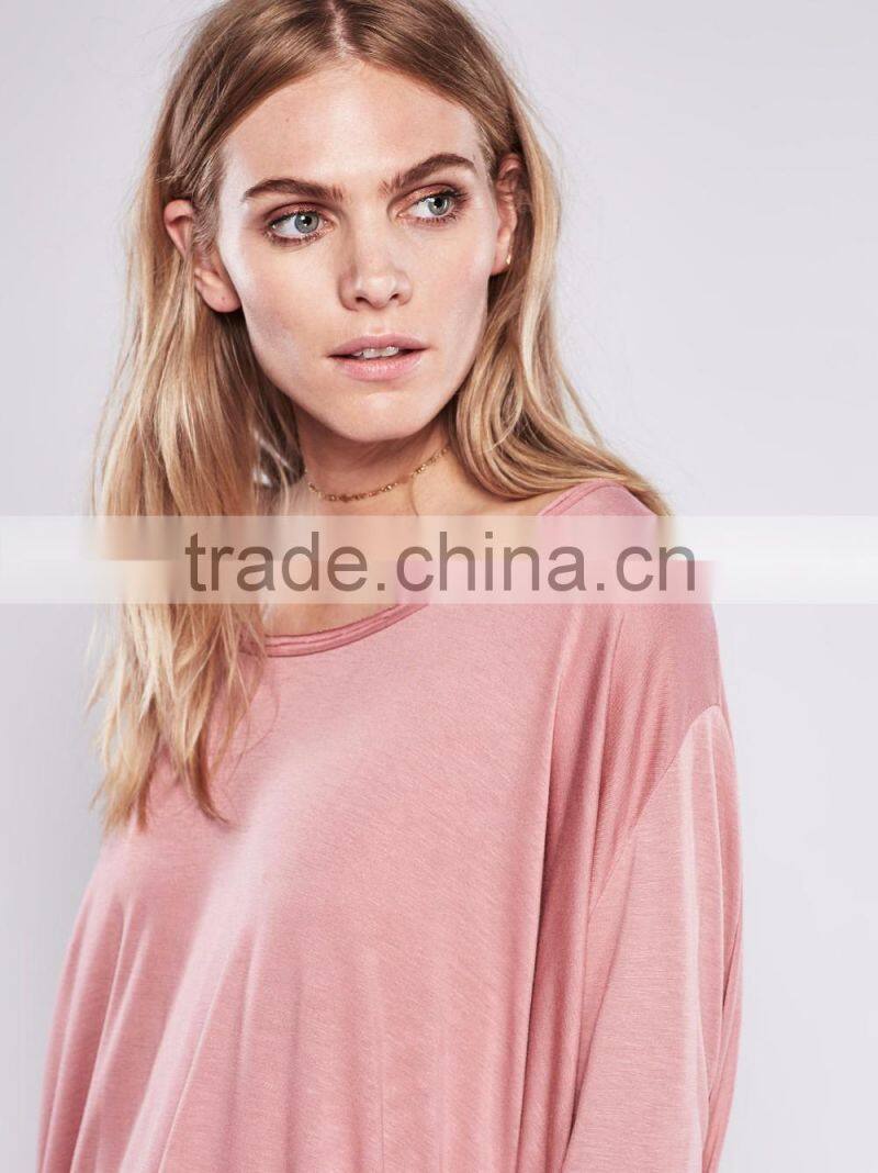 high quality loose fit casual long sleeve t shirt for women