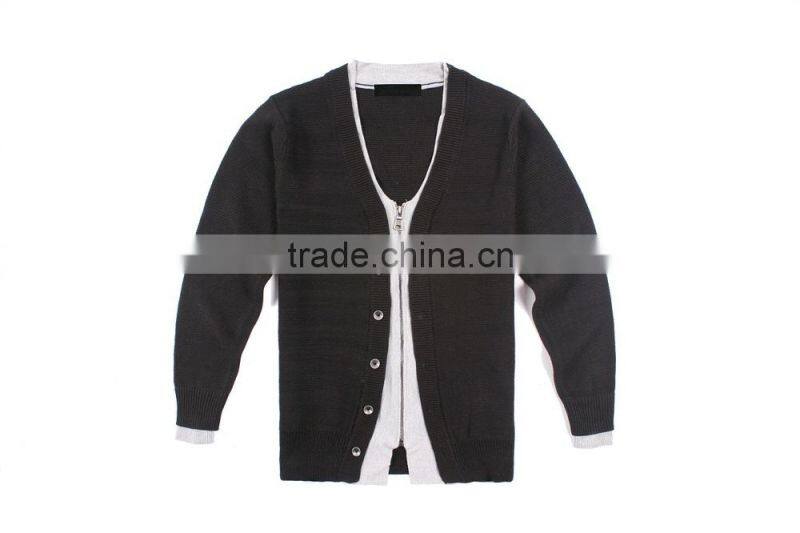 Long Sleeve Grey Button Down Cardigan Sweater For Men