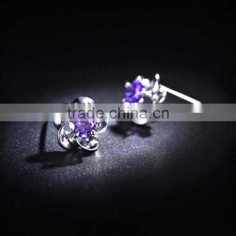 Popular Silver Flower Shape Stud Earrings For Ladies