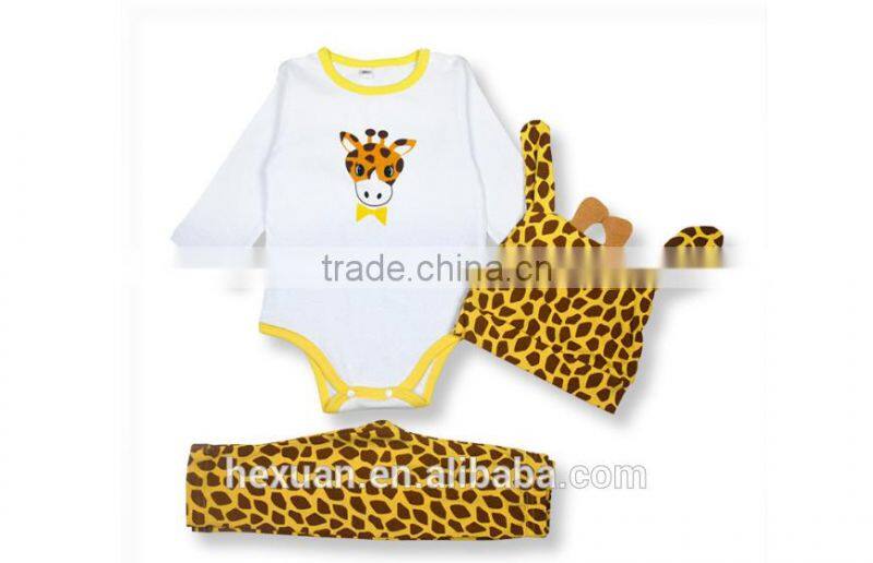 Anti-shrink promotion peruvian animal printed wholesale price baby boy Baby long-sleeve romper set