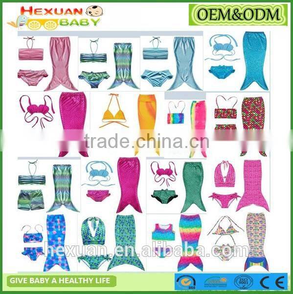 2017 Sexy Swimwear Custom Girl's 3pcs Mermaid Tail Rainbow Princess Bikini Children Bathing Suit Child Cute Swimsuit Kids