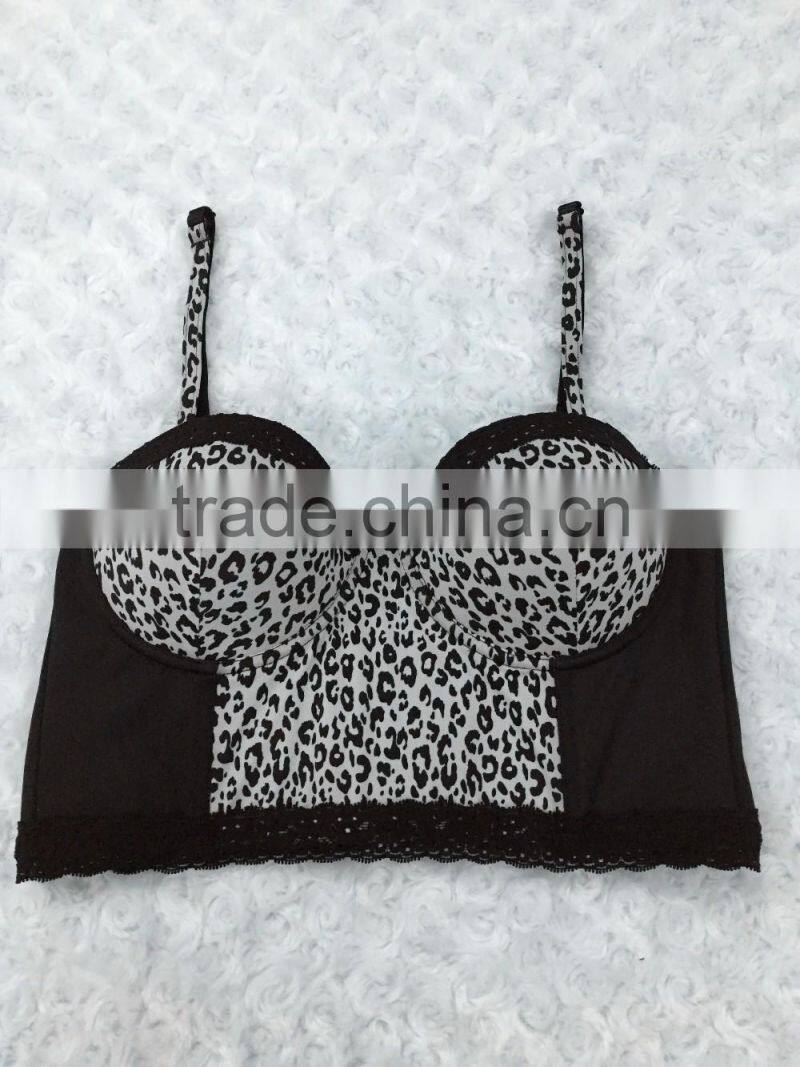 Mature Women Underwear Body Suit Corset Leopard Prints G-string Set OEM