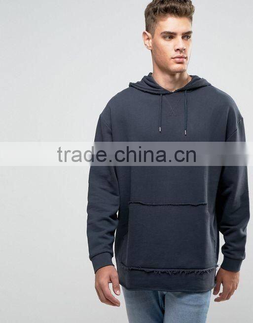 Men's Oversized Longline Hoodie In Washed Black
