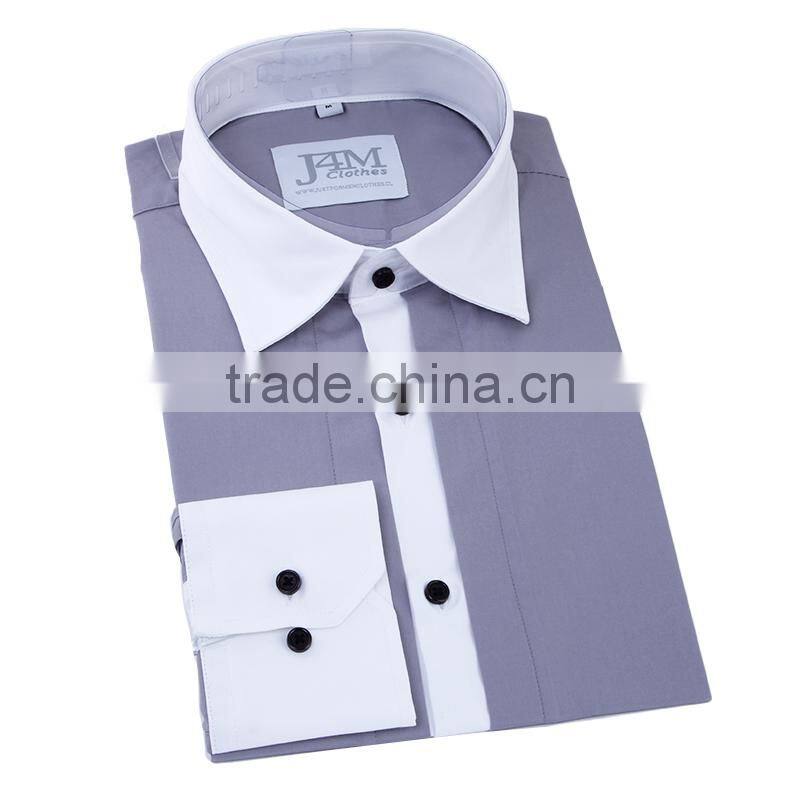 slim fit contrast color casual custom long sleeve men shirt