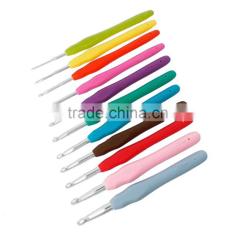 Hot Fashion Custom Logo Accepted 11PCs Aluminum TPR Crochet Hooks Set