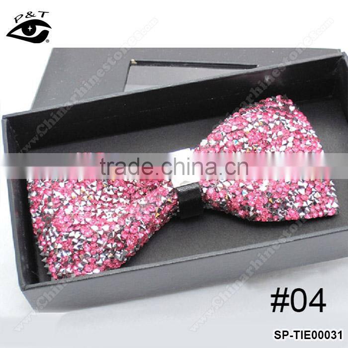 Luxury Glitter Rhinestones Bow Ties Vintage Ties for Men's Wedding Dress with Gift Box 12x6cm